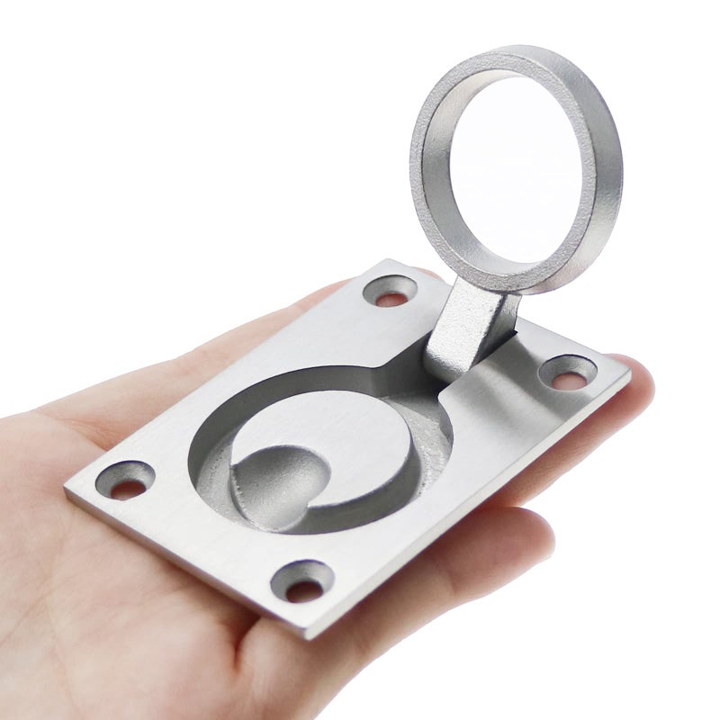 DonLeeving Luckycivia 2 Pack Stainless Steel Square Flush Pull Ring Handles 304, Hidden Recessed Furniture Handle, Recessed Boat Hatch Latch Cabinet Flush Mount Lifting Ring Pull Handle (2.44 x 1.73 Inch) - Image 5